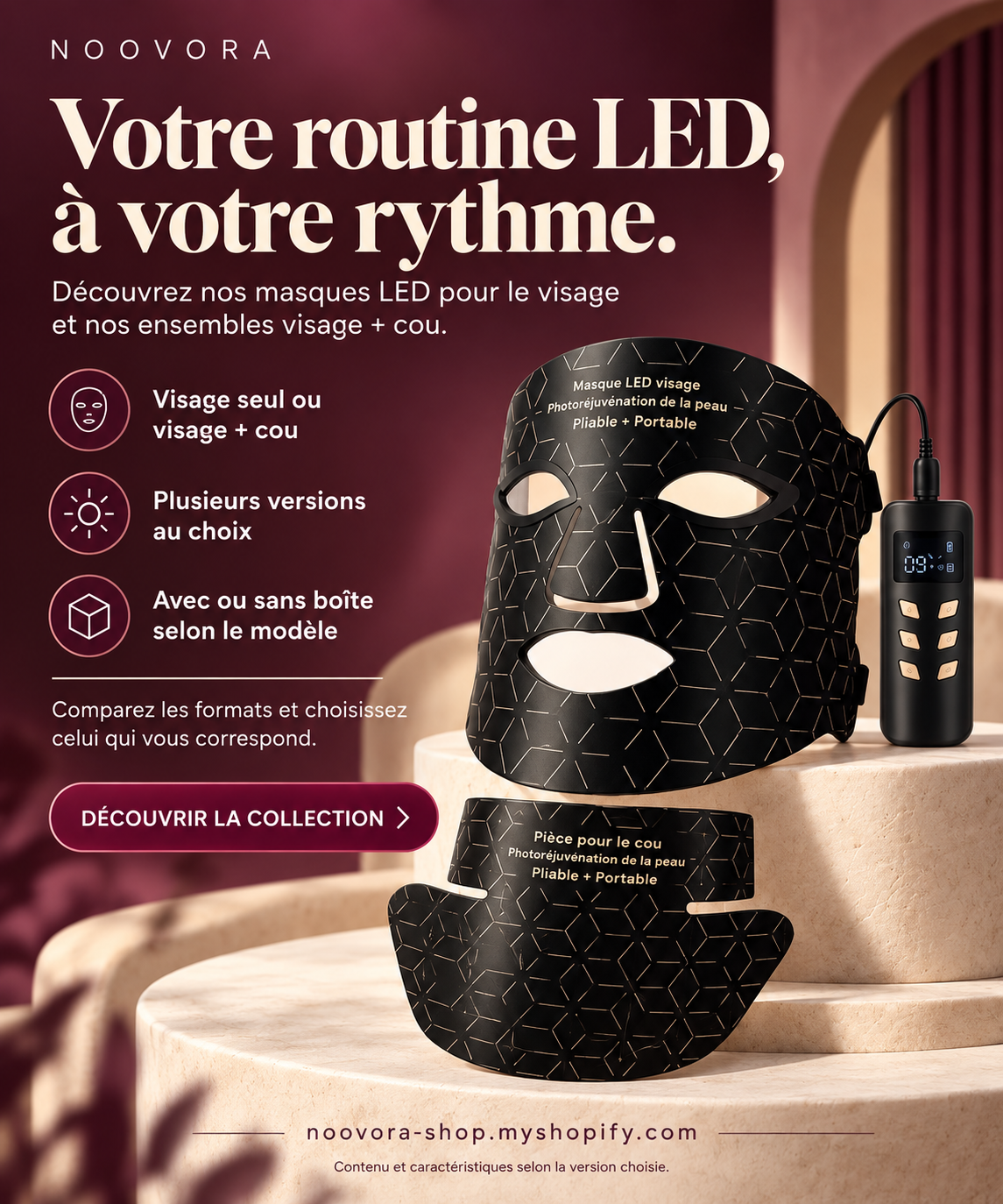 Masque LED visage — lumière rouge et infrarouge